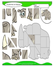 Puzzle Kes Yapıştır Çalışma Sayfaları